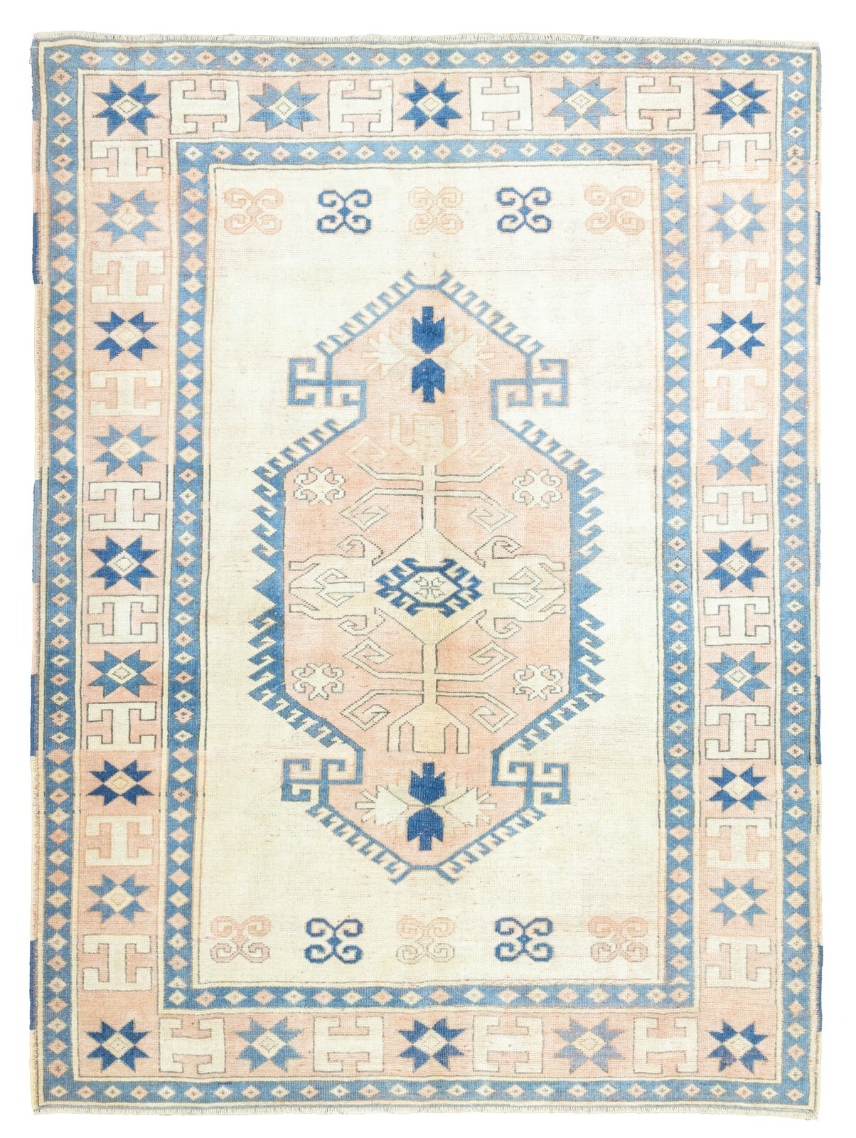 Vintage Turkish Tribal Large Rug 6x8.3 ft – Boho Chic Hand-Knotted Oushak Carpet gallery