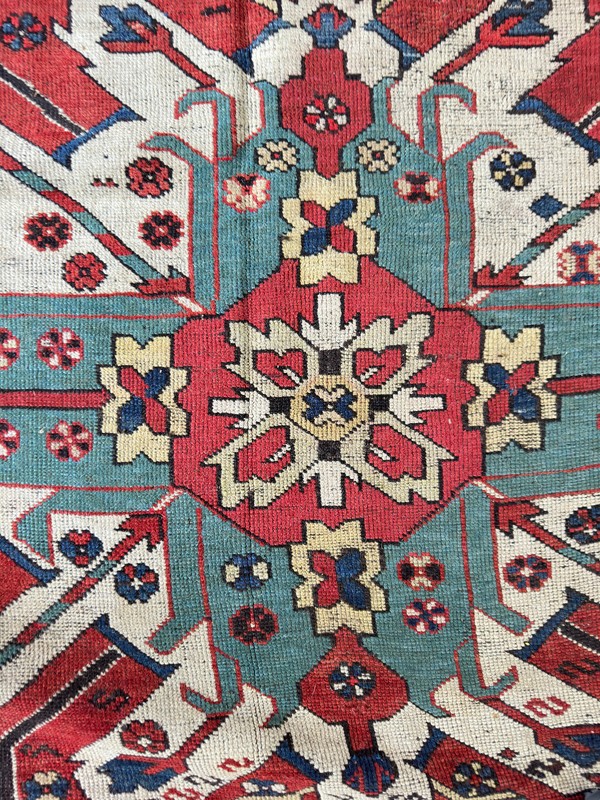 ANTIQUE CAUCASIAN EAGLE KAZAK RUG 6x8FT circa 1880 gallery