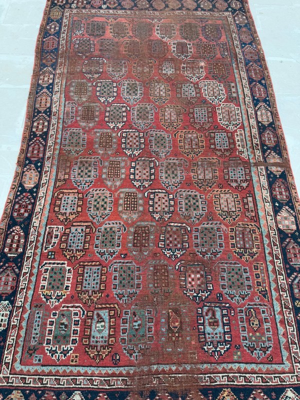 Antique Hand Knotted Distressed Worn Oriental Wool Rug Floor Covering 255x142 Cm gallery