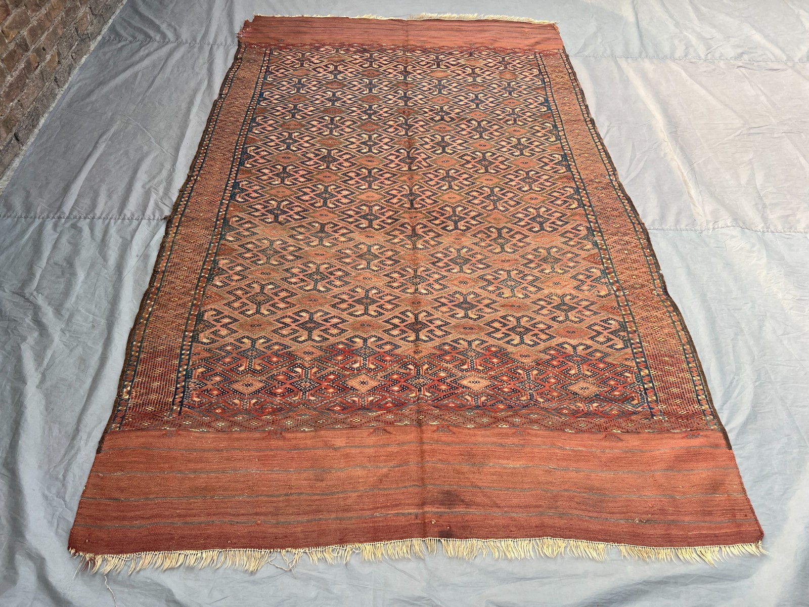 6.1 x 10.4 ft 1850s Antique Hand Woven Kilim Rug | Rare Sumak Turkmen Area Rug gallery