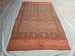 6.1 x 10.4 ft 1850s Antique Hand Woven Kilim Rug | Rare Sumak Turkmen Area Rug