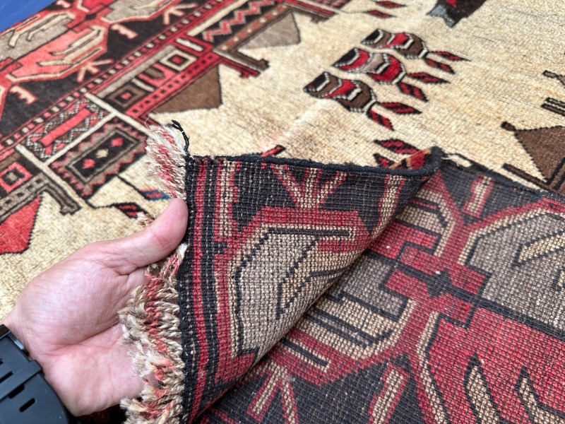 120 x 245 cm Vintage Stunning Shikargah Pictorial Hunting Scene Beluch Nomad Rug gallery