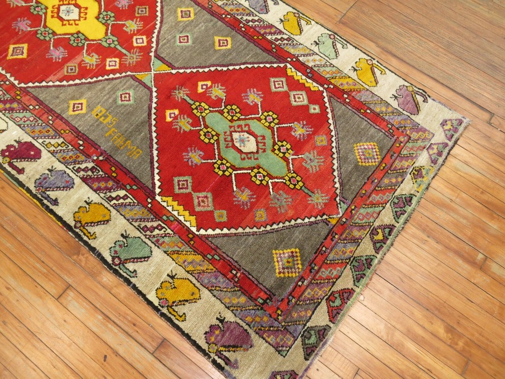 Vintage Turkish Kars Anatolian Gallery Rug Size 4'4''x10'8''