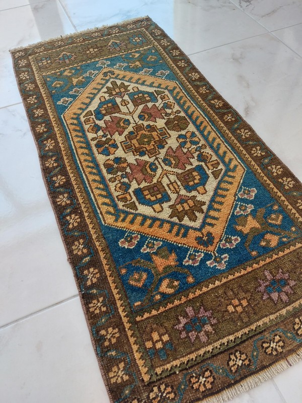 Geometric Flower Bed Rug Antique Handmade Art Rug Home-Office Decor Rug gallery