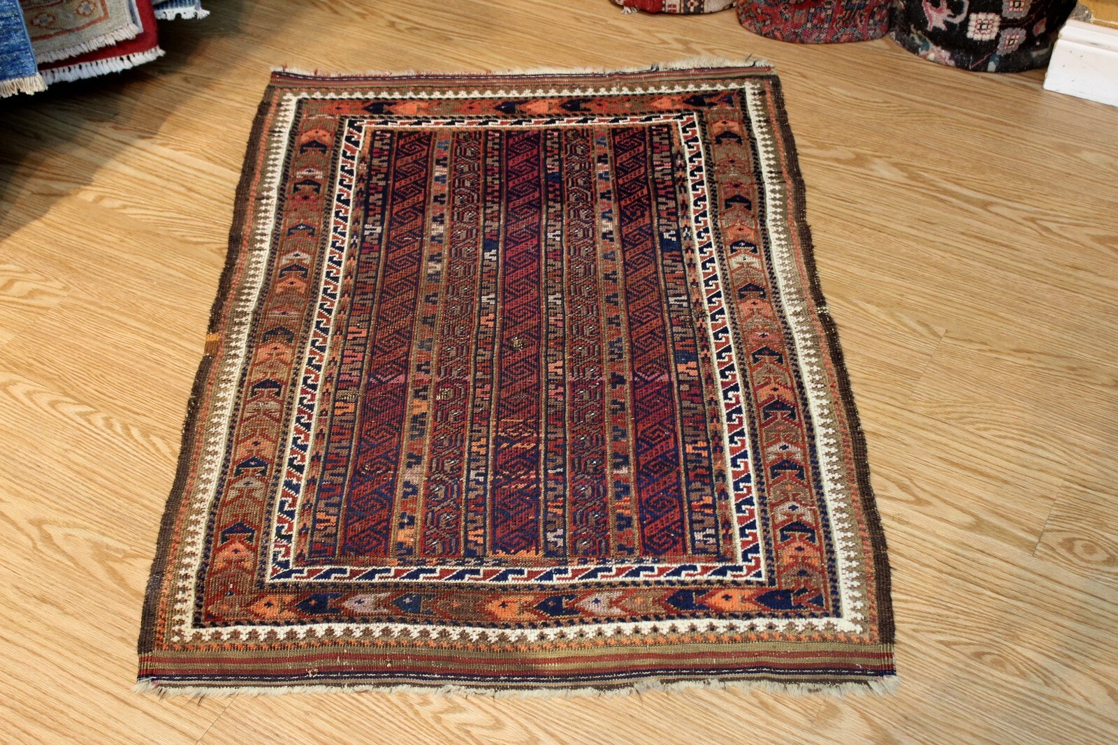 3' x 4' Tribal Beluch Bluch Rug 19th Century Afghan Prayer Rug 2'10"x4'3" gallery