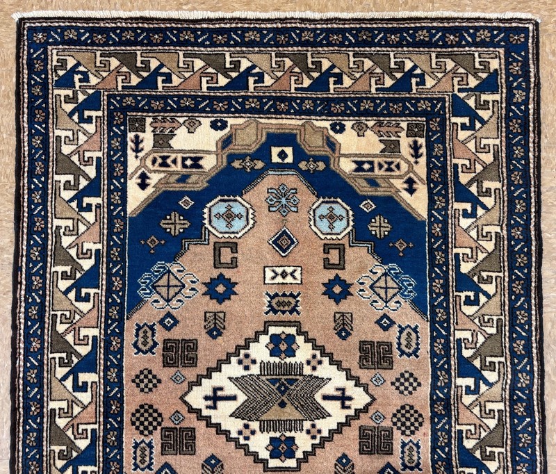 Vintage Ardebil Tribal Hand Knotted Wool Area Rug 4x6 Peach Blue Oriental Boho gallery
