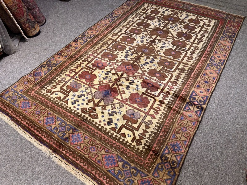 Fine Afghan Vintage Tribal Baluchi Rug 4x7 ft Hand Knotted Antique Oriental Rug gallery
