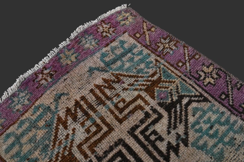 RAINBOW Turkish Oushak Rug 2x3 Vintage Handmade Anatolian Small Doormat Kilim gallery