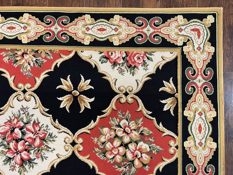 Wide Runner Rug 6x17 ft Custom Made Vintage Stark Carpet Red Black Ivory Floral gallery