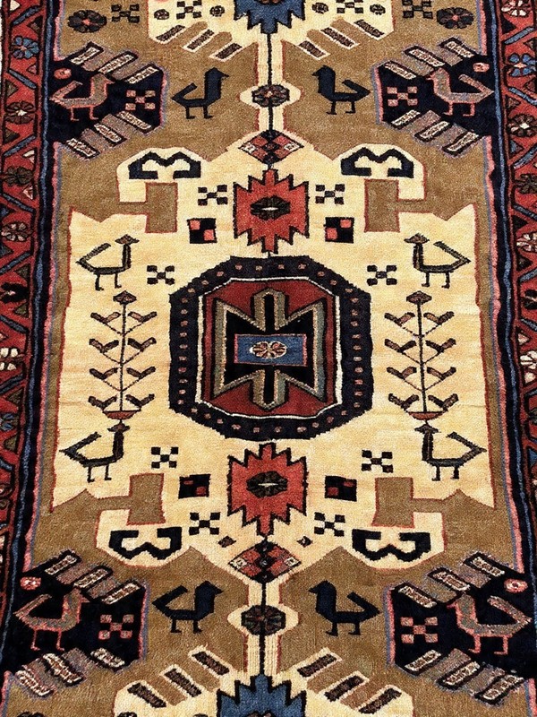 Vintage Oriental Area Rug 4x7 Hand Knotted Wool Tribal Bird Ivory Tarom Nomadic gallery
