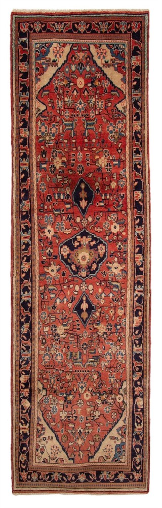 3'7" x 13'1" Vintage Hand-knotted Runner Rug Traditional Oriental Wool Carpet