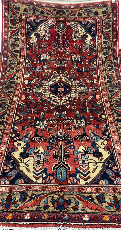 Vintage Zanjan Geometric Hand Knotted Wool Red Area Rug 3'5"x6'2" Oriental Boho gallery