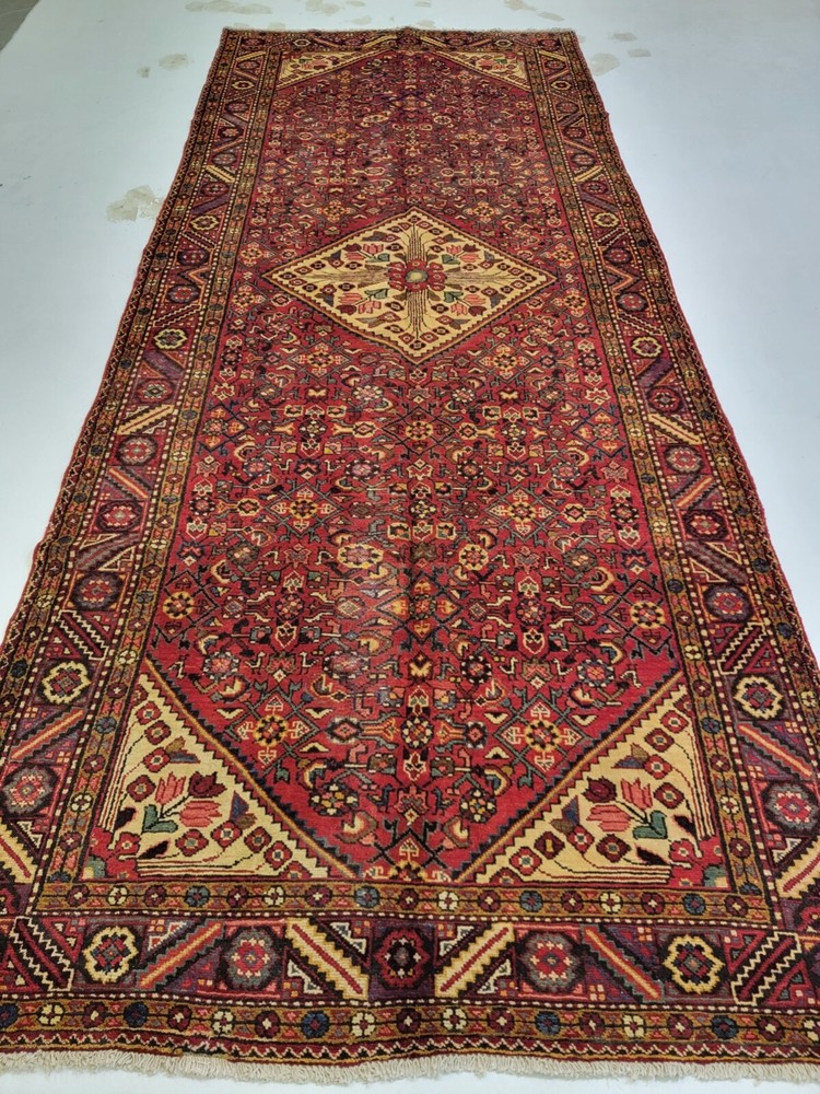 Antique Oriental Hand-Knotted Wool Runner Red/Beige/Blue/Green 5'4" x 13'2"