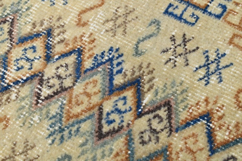 Vintage Turkish Runner Rug 3x5ft Wool Anatolian Handmade Hallway Oushak COLORFUL gallery