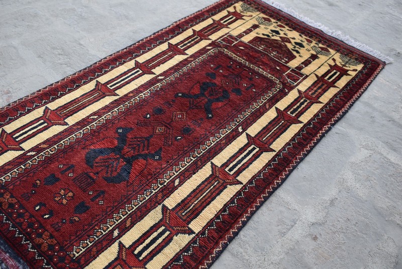 1'9 x 3'6 ft Hand knotted afghan tribal turkmen jai namaz rug, small persian rug gallery