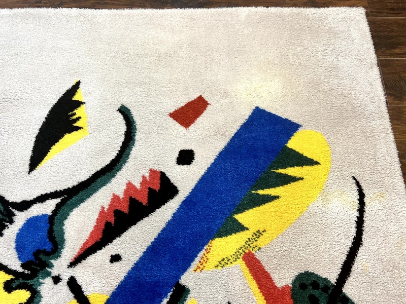Danish Rya Shag Rug 6x9 EGE Axminster Carpet Ivory Modern Abstract Signed gallery