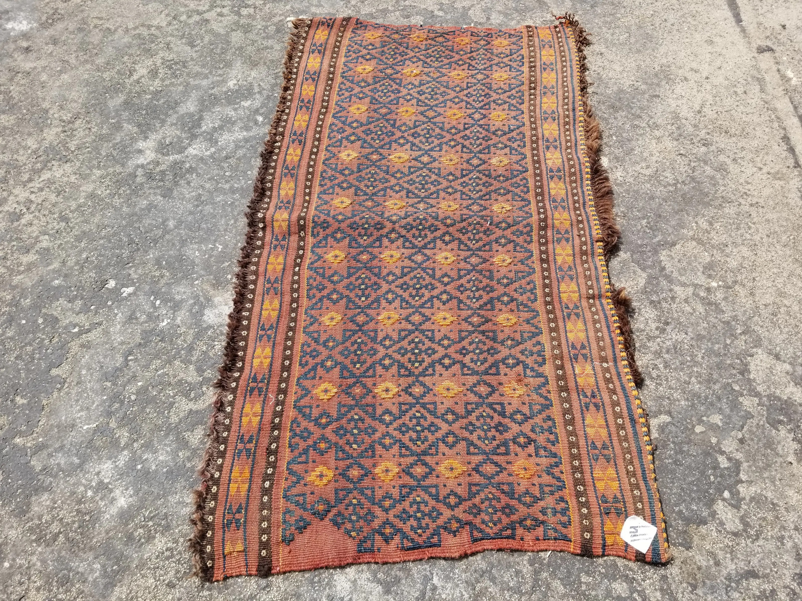 Vintage Traditional Handmade Middle Eastern Wool Multicolor Kilim 2.9x1.5 ft gallery