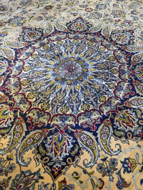 Handmade Silk & Wool Rug 10x13 Ft Fine Hand Knotted Oriental Carpet Used gallery