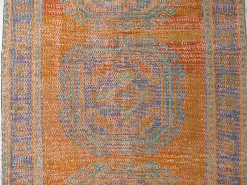 Old Muted Oushak Runner Rug Oriental Orange Wool Antique Decor Hallway Carpet gallery