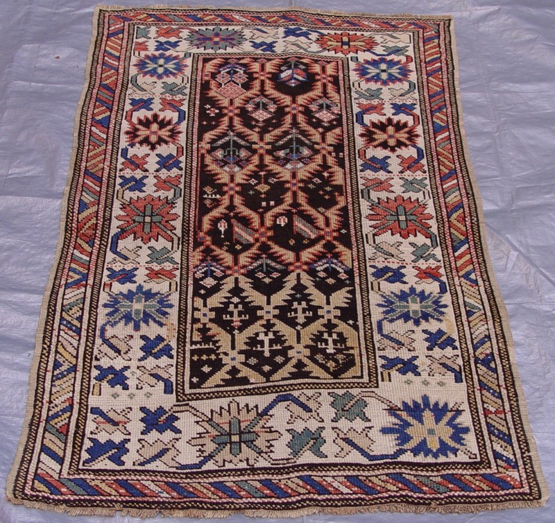 3' x 4'7" ANTIQUE 1880s CAUCASIAN GENJE TRIBAL HAND KNOTTED WOOL ORIENTAL RUG gallery