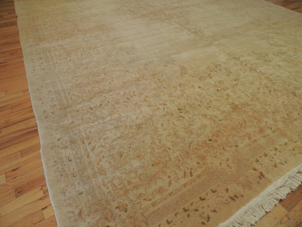 11x18 12x18 Antique Palace size Kermaan Oriental Area Rug Gold Beige wool