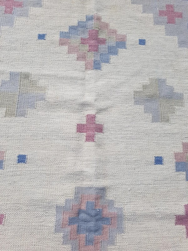 Vintage Handmade Swedish Rölakan flatweave Wool Multicolor Kilim Rug 7.6x5.6 ft gallery