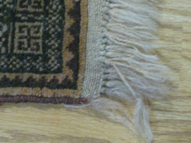 small vintage knotted wool geometric rug woven Turkish ? approx. 25" x 17 carpet gallery