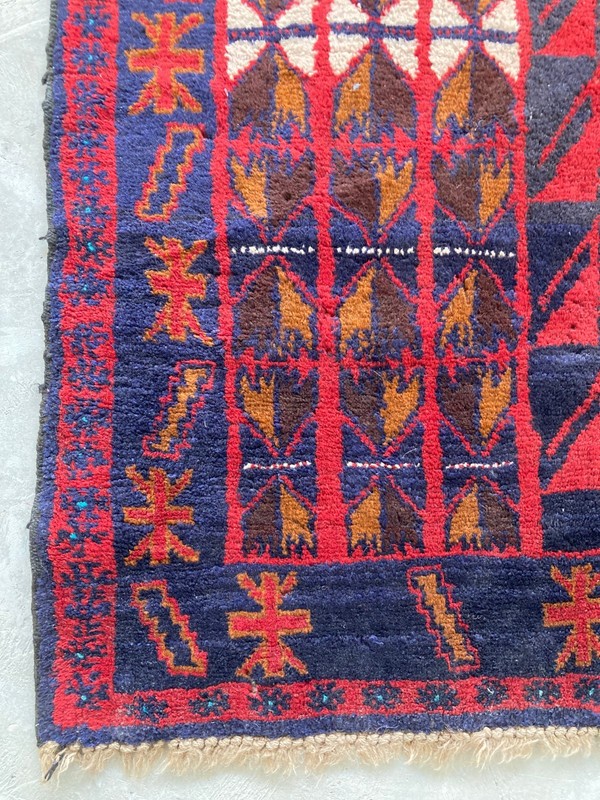 Vintage Hand Made Traditional Rug Oriental Wool Multicolor Carpet 128x90 cm gallery