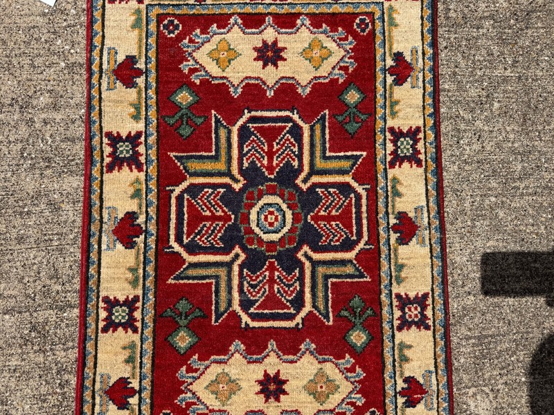2x3 VINTAGE ORIENTAL RUG ANTIQUE HANDMADE handwoven HAND-KNOTTED red kazak heriz gallery