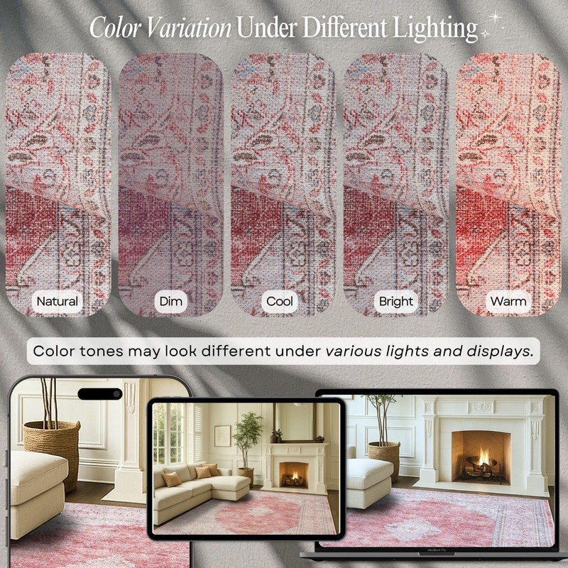 Oversized Vintage Turkish Area Rug 10x13 - Washable, Foldable, Antique Style for gallery