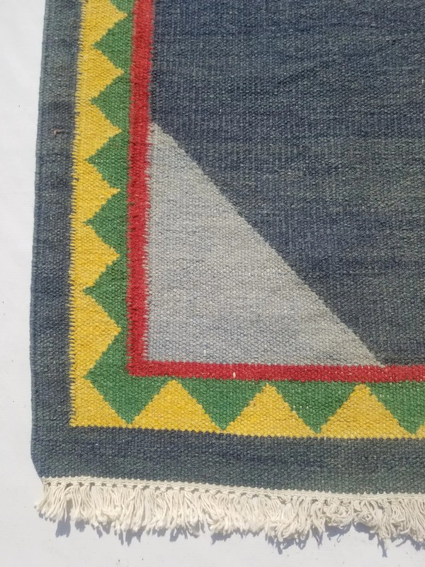Distressed Vintage Handmade Traditional Geometric Multicolor Kilim Rug 6.2x4.6ft gallery
