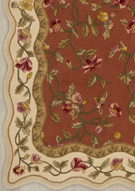 terracotta rug floral carpet French Aubusson area rug antique style rug gallery