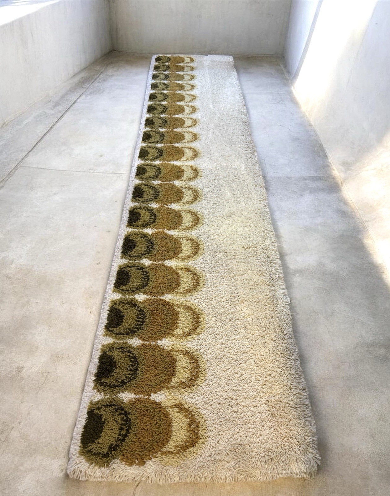 Vintage 1970’s Danish Scandinavian Wool Rya Shag Rug Runner 129”x27” Hallway gallery