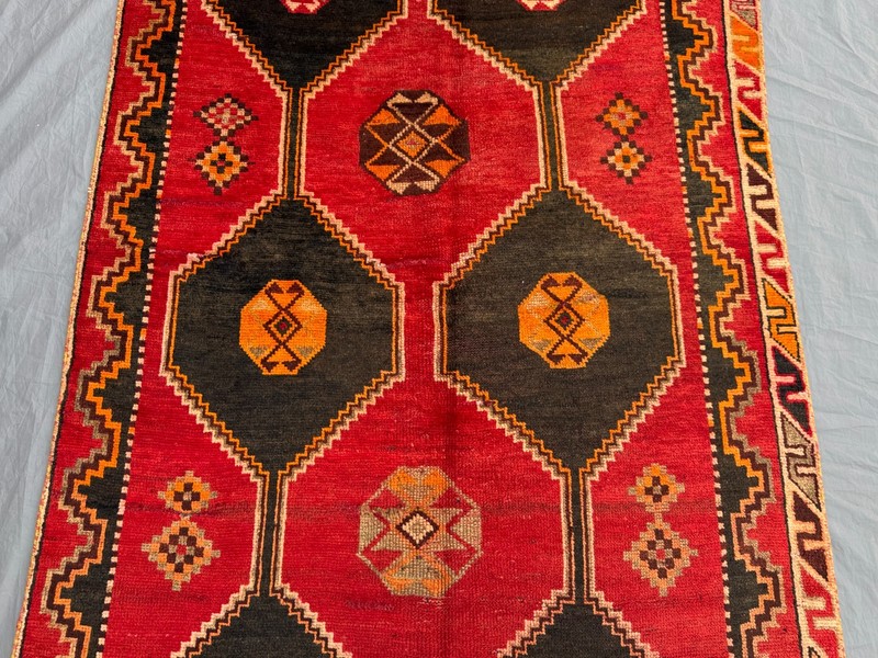 Vintage Turkish Inspired Caucasian Medallion Wide Runner Rug, Tribal Display Rug gallery