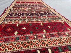 2x 6.5 ft Stunning Vintage Raro Sirjandi Sumak Embroidered Natural Vegetable Dye