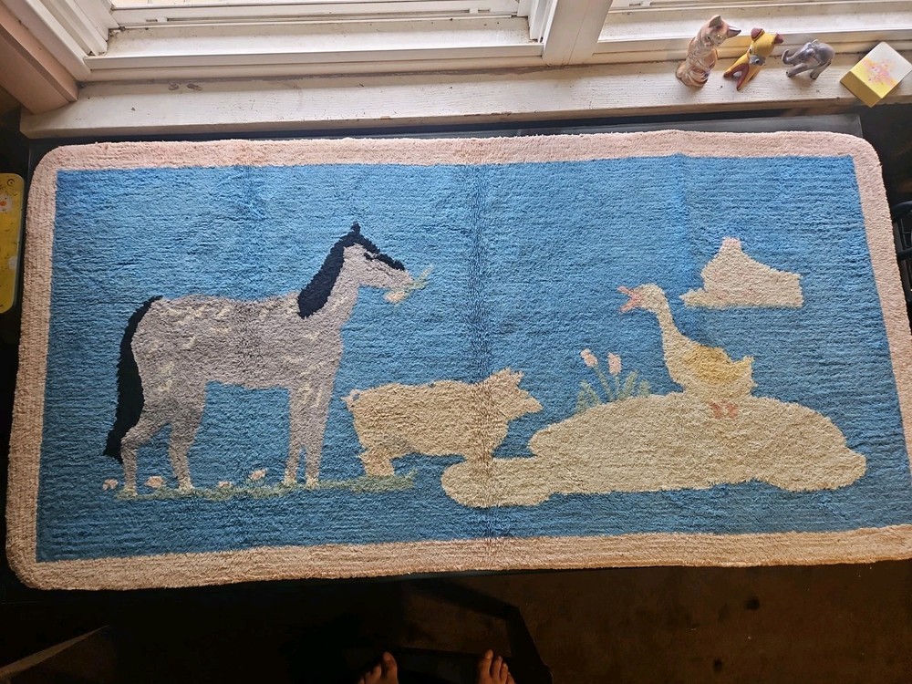 Vintage Childs Nursery Area Rug Over 70 Years Old
