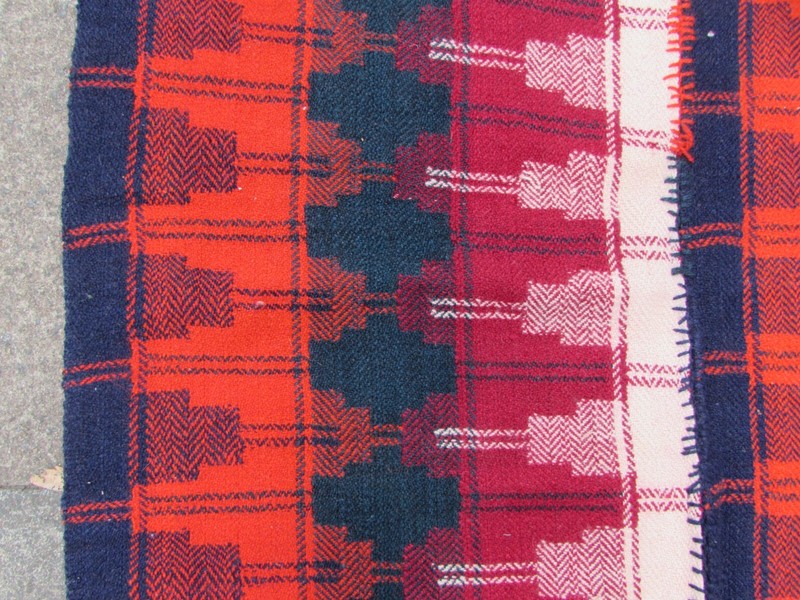 Vintage Tribal Nomadic Hand Made Oriental Red White Wool MOJJ Kilim 198x179cm gallery