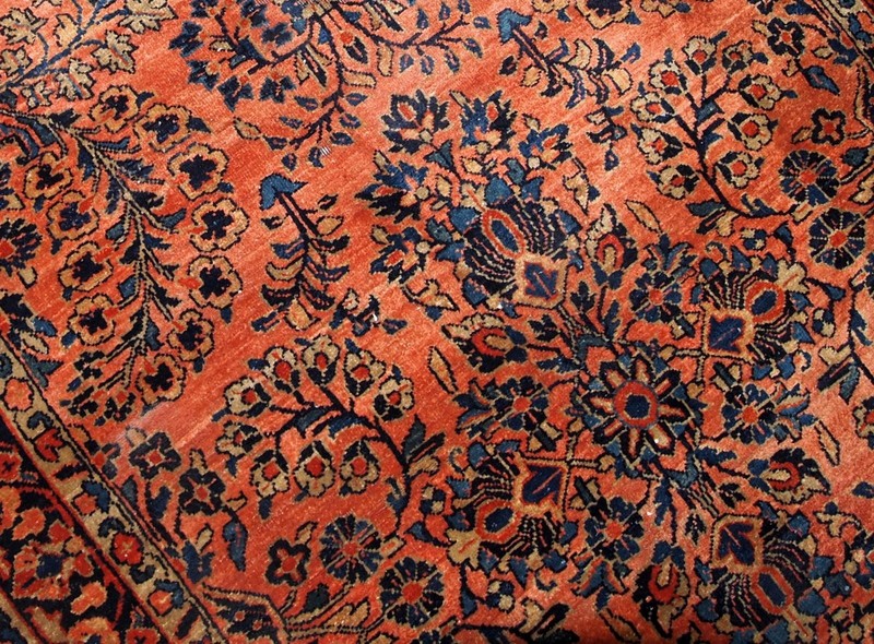 Handmade Oriental Rug 97x161cm Red Floral Wool 1920s Vintage gallery
