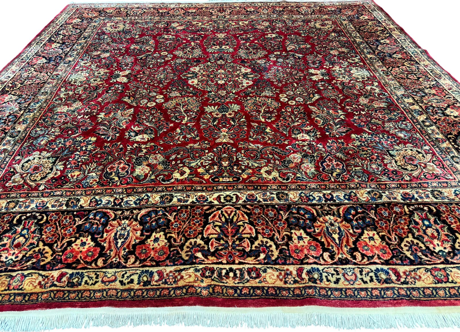 Square Per'sian Sarouk Rug 10x10 Red Floral Antique gallery
