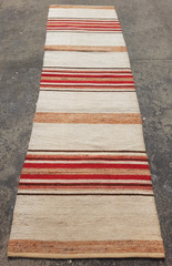 Vintage Traditional Handmade Beautiful Striped Kilim Floor Rug Carpet 296×88 cm