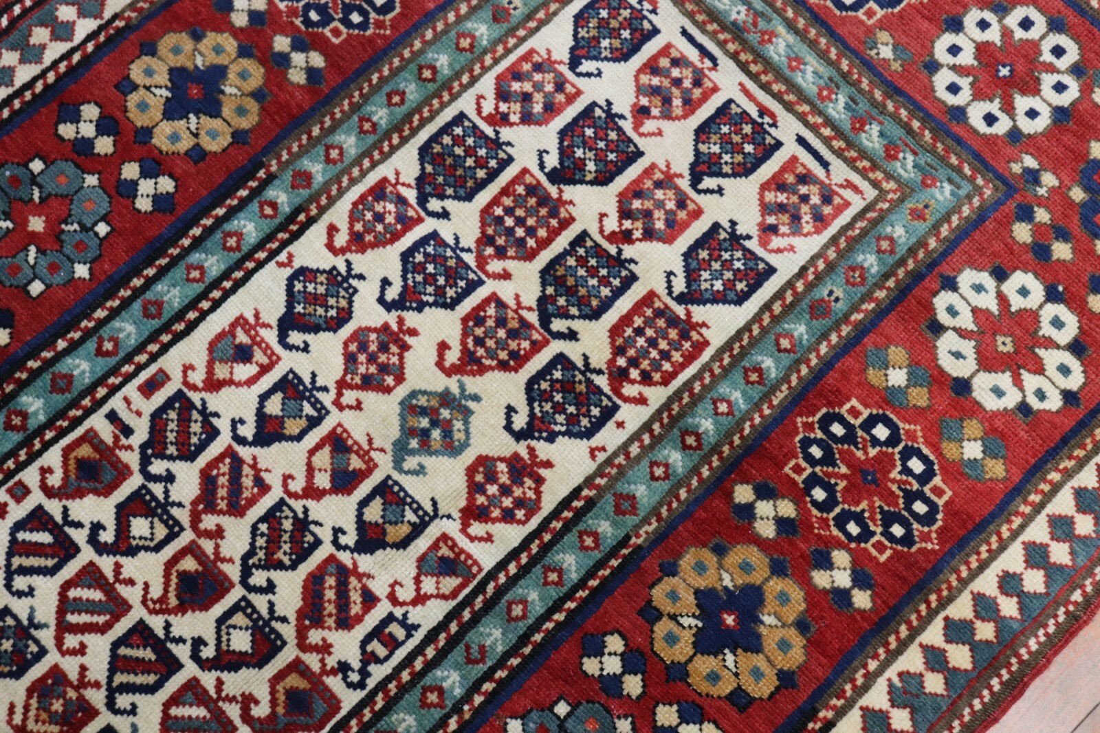 Antique Caucasian Talish Kazak Dated Rug Size 3'3''x8' gallery