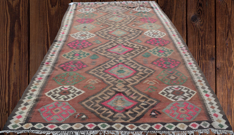 5'7 x 10'6 Vintage Geometric Flatweave Tribal Kilim Handmade Wool Area Rug 6x11 gallery