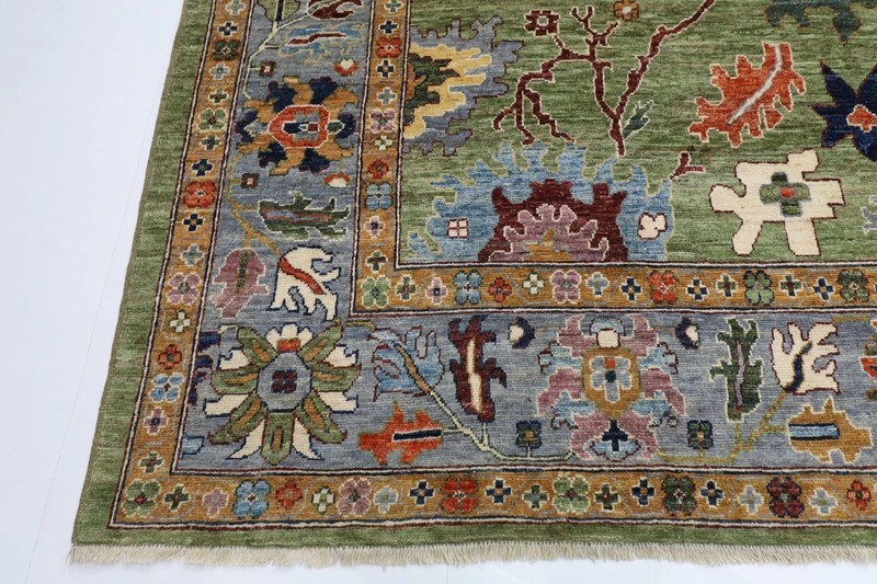 Hand Knotted Green Floral Turkish Oushak Rugs 10x14 ft Vintage Style Area Rugs gallery