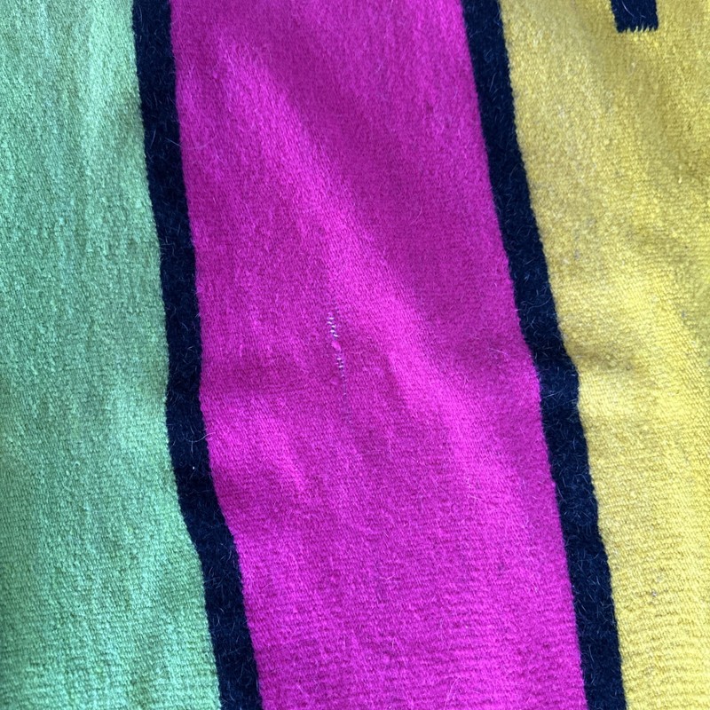 Vintage Handmade Oriental Mexican Serape Saltillo Wool Multicolor Kilim 70x25 In gallery