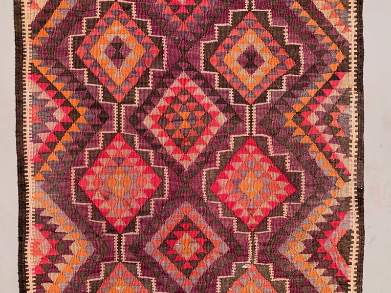 Old Turkish Kilim Runner 360x107 cm, Vintage Kelim Rug, Long and Narrow gallery