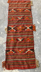 Vintage Traditional Handmade Turkish Geometric Wool Floor Runner Rug 130×47 cm