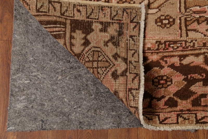 Vintage Pink/ Dark Brown Handmade Geometric Heriz Living Room Rug Carpet 8x11 gallery