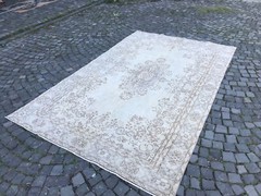 Turkish Antique rug Bohemian Area rug Oushak rug Vintage Rug Handmade Wool rug
