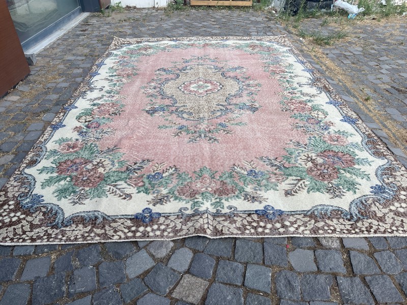 Turkish Vintage Rug, Handmade Wool Rug, Bohemian Large Rug, 7,0 x 10, ft gallery