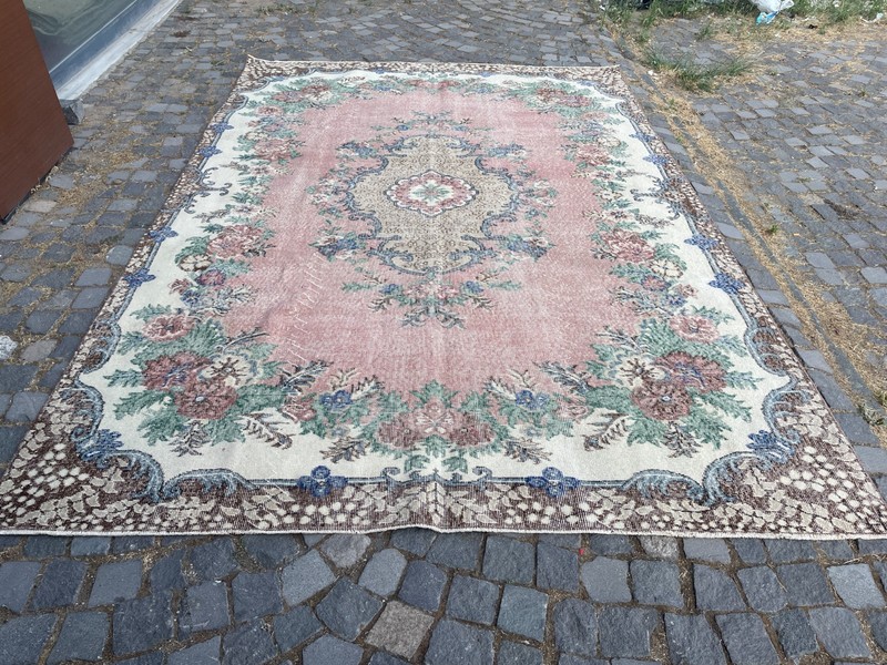 Turkish Vintage Rug, Handmade Wool Rug, Bohemian Large Rug, 7,0 x 10, ft gallery